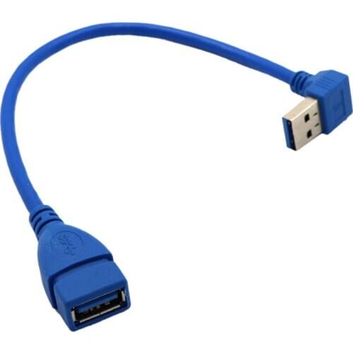 30cm Angled Type and Down Angled Type Mini Blue Down Angle 90 Degree USB 3.0 Male to Female Extension Cable