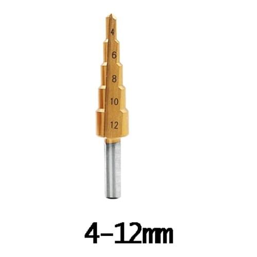 4-12mm HSS Steel Titanium Step Drill Bit Step Cone Cutt Tools Metal Drill Bit Set for Woodworking Wood