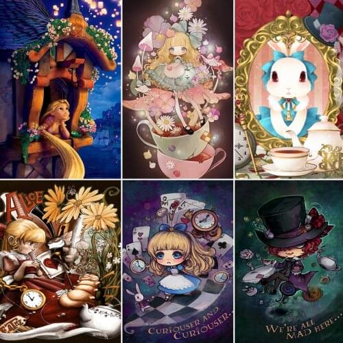 5D DIY Diamond Painting Disney Fairy Tale World Alice New Inlaid Rhinestone Cross Stitch Kit Home Decoration Painting