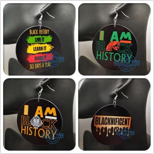 Free Shipping! newest black history Wooden Earrings