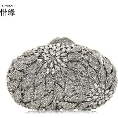 XIYUAN BRAND Elegent Women Evening Clutches Bride Handbag Luxury Flower Beaded Messenger Bag Evening Bags Cheongsam clutch Purse