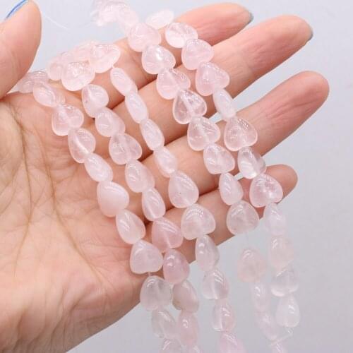 20pcs Heart Shape Natural Rose Quartzs Beads Agates Loose Stone Beaded for Making Necklace Bracelet Accessories 10x10x5mm