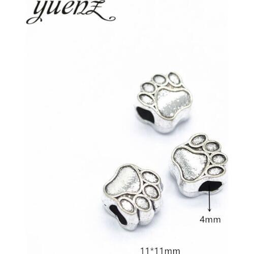 YuenZ 8pcs Antique Silver Color big hole Bear paw Beads Fit European Charm Jewelry Accessories DIY Findings R125