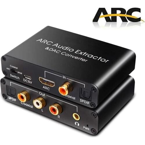 HDMI-compatible ARC Audio Extractor DAC Adapter Fiber Coaxial Headphone Converter Optical Digital Stereo Audio Headphone for TV