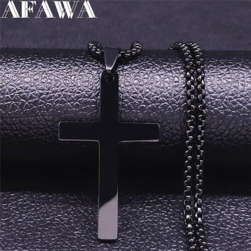 Cross Stainless Steel Chain Necklaces for Women/Men Black Color Chain Necklace Jewelry bijoux femme collier homme NXS02