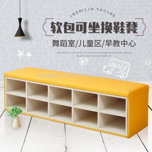 Childrens Shoe Cabinet Of Early Education Kindergarten Can Sit Soft Bag Bench Storage Rack Multi-layer Customized Shoe Changing