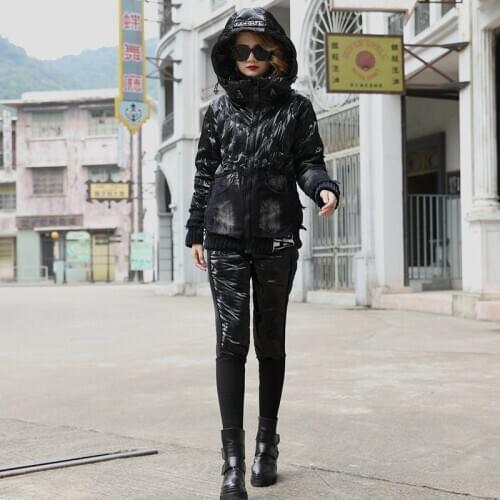 European 2020 winter womens new show thin white duck down four layers lock wool coats down pants, leisure suit