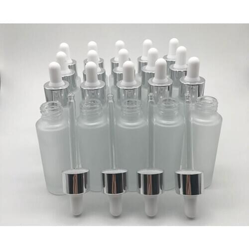 Frost Glass Dropper Bottle 30cc 30ml PIpette Dropper Vial 1oz Glass Sample mini Container with white black cap