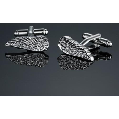 French Shirt Brand Classic Mens Jewelry Unique Wedding Groom Men Cuff links Gift Silvery wings Cufflinks for Mens