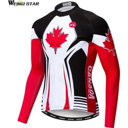 Weimostar Canada Team pro Cycling Jersey Long Sleeve Men Maillot Ciclismo mtb Bicycle Jersey Top Autumn Bicycle Cycling Clothing