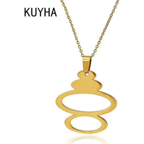 Geometric Pendant Necklaces for Women Men 316L Stainless Steel Gold Color Unisex Fashion Chain Long Jewellery