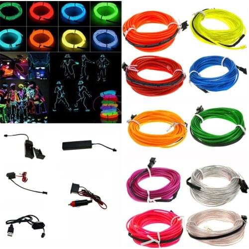 5M 1M 2M 3M 4M Flexible Neon Light Glow LED EL Wire Rope tape Cable Strip LED Neon Lights Shoes Clothing Car waterproof + Drive