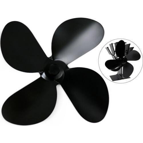 Hot Black Fireplace 4 Blade Heat Powered Stove Fan Log Wood Burner Eco Friendly Quiet Fan Home Efficient Heat Distribution