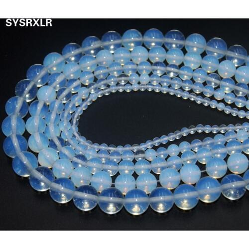 Wholesale White Natural Stone Opal Quartz Loose Round Beads For Jewelry Making DIY Bracelet Necklace 4/6/8/10/12 MM Strand 15