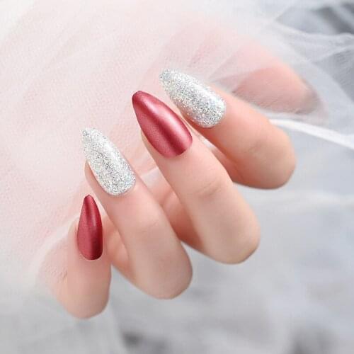 Metal Color Can Be Worn Repeatedly Manicure Piece Nail Art 24 Pieces Box Fake Nail Finished Manicure Paste Fake Nail Paste