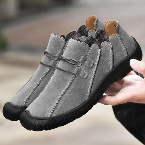 New Men Shoes Genuine Leather Cow Suede Shoes Mens Loafers Breathable Spring Autumn Casual Shoes Outdoor Sneakers Big Size 38-48