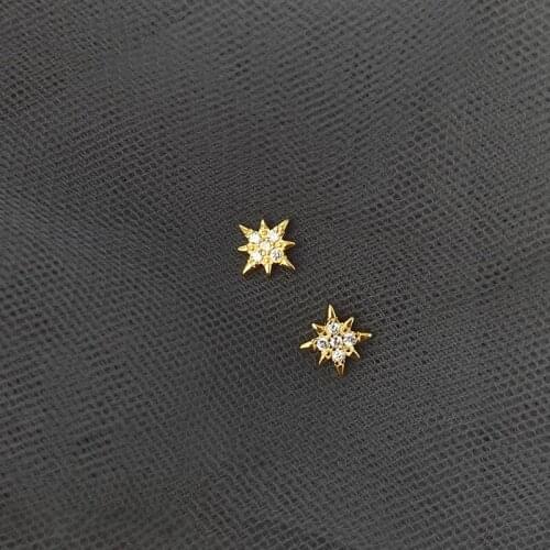 New Fashion Female Gold Color Crystal Zircon Star Stud Earring Cute Sweet Mini Ear Stud For Women Girls Minimalist Jewelry Gifts