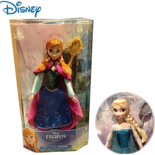 New Disney Genuine Frozen Elsa Anna Action Figure Toys Classic Princess Kawaii Model Dolls with Mirror Gifts for Girls Kids Toys