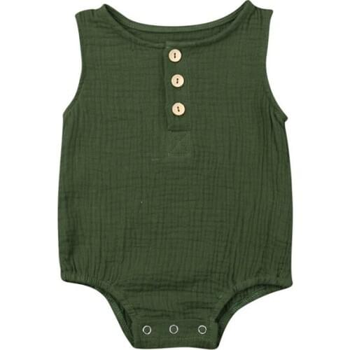 New 0-24M Newborn Cotton Linen Romper Baby Boy Girl Clothes Sleeveless Solid Romper Infant Toddler Outfit Sunsuit Clothes Summer