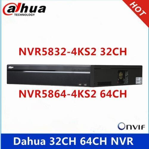 Original Dahua NVR5832-4KS2 32CH & NVR5864-4KS2 64CH Support 8 SATA HDDs 12MP NVR with Dahua Logo Network Video Recorder
