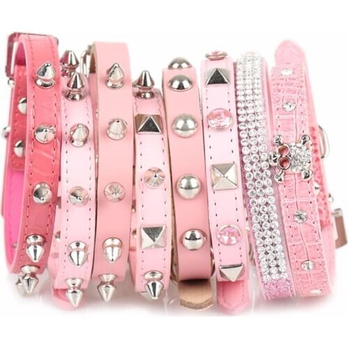 PipiFren Pink Small Dogs Collars Cat Rhinestone For Pet Puppy Collar Chihuahua Necklace katten halsband collier chat animaux