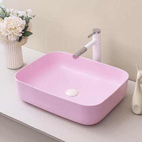 Oval Cloakroom Wash Basin Lavabo Counter top Sink Vessel Bathroom Art ceramic wash basin bathroom sinks pink