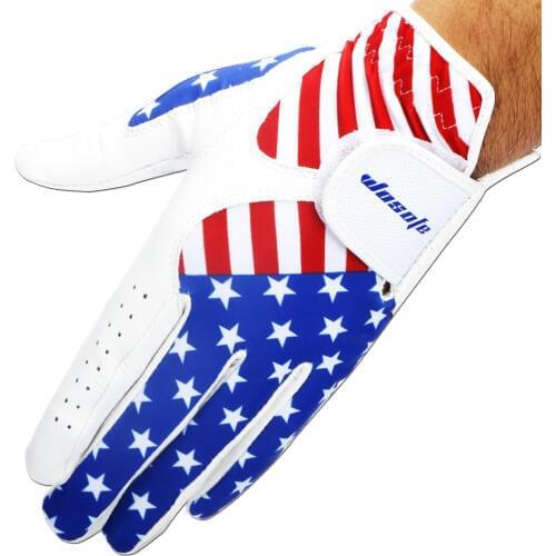 Golf glove Men Left Hand American Flag Cabretta Leather Soft Breathable Outdoor sport Free Shipping