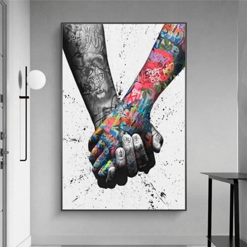 Canvas Poster Street Graffiti Art Canvas Painting Lover Hands Art Wall Posters and Prints Artwork Picture for Living Room Decor
