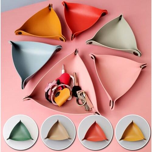 New PU Leather Folding Tray Jewelry Display Plate Earrings Rings Cosmetic Organizer Desktop Key Coin Trinket Watch Sundries Box