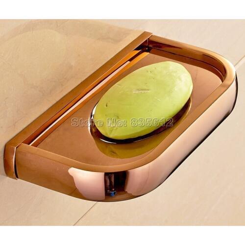 Rose Gold Color Polished Brass Bathroom Accessories Wall Mounted Soap Dish Holder Wba871