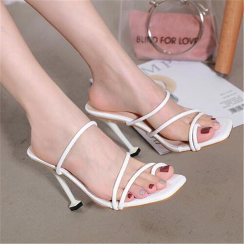 Women sandals snake print strappy mule heels sandals slippers women high heels flip flops square toe slides party shoes woman