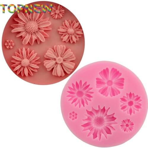3D Silicone 6-Hole Sunflower Mold for Cake Decoration Fondant Moulds Bakeware Soap Jelly Candy Tools DIY Decoratings C1796