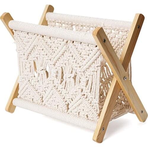 Nordic Hand Woven Magazine Storage Rack Holder Desktop Book and Newspaper Holders Floor Shelf Suitable for Home Stay Organizer