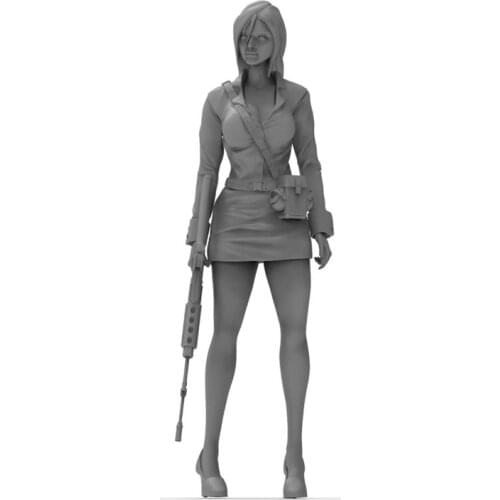 Resin female soldier, figure girl, need to assemble and color by yourself 1:35