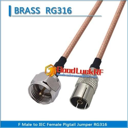 TV F Male to IEC Female Plug Pigtail Jumper RG316 extend Cable 50 ohm Low Loss High-quality