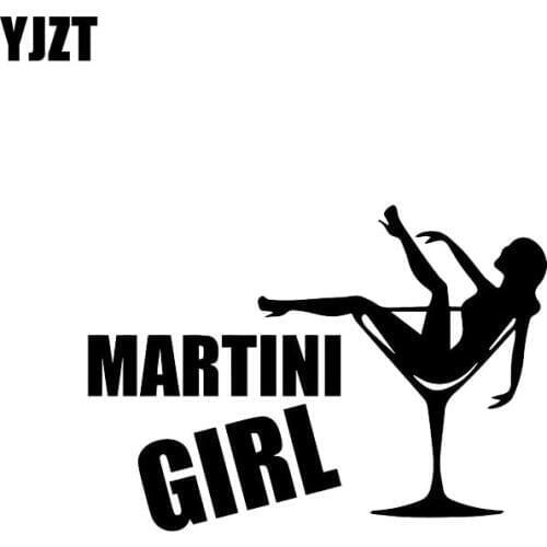 YJZT 12.4*8.3CM Martini Girl Lying In The Wine Glasses Car Sticker Covering The Body Vinyl Decals Black/Silver C20-0189