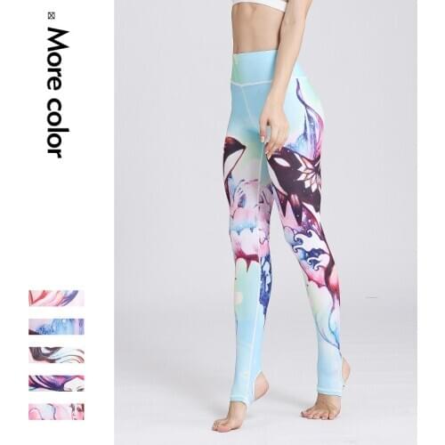 2019 Womens Legging Fitness Exercise Pants for Women Tartan Active Workout Printed Running Yoga Pants Sports Suit Stretch Tights
