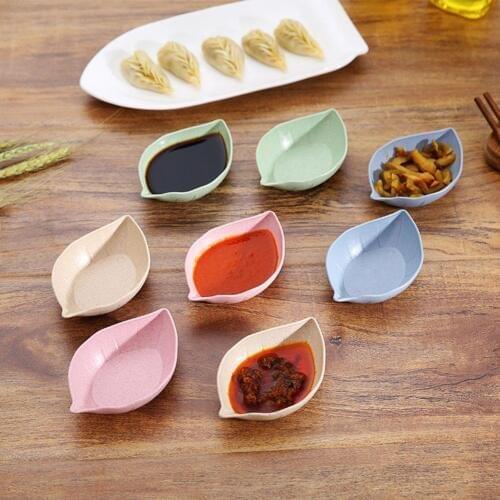 1pcs Wheat Multipurpose Seasoning Bowl Leaf Shape Seasoning Bowl Seasoning Dish Sauce Vinegar Mini Appetizer Plates Tool