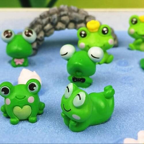 10pcs Cute Frog Animal Miniature Fairy Garden Ornament DIY Glass Decor Small Stuff Figurine Statue Model Craft Home Decoration
