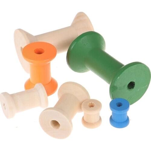 10Pcs/Pack Thread Wire Tools Wooden Bobbins Spools Reels Vintage Style Organizer For Sewing Ribbons Twine Wood Crafts Tools