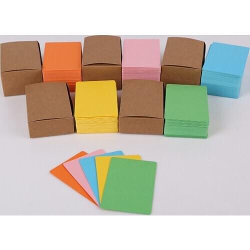100 Pcs Diy Business Noted Mini Blank Multi Color Card Retro Style Paper Thick Black White Brown Pink Orange Paper Word Cards