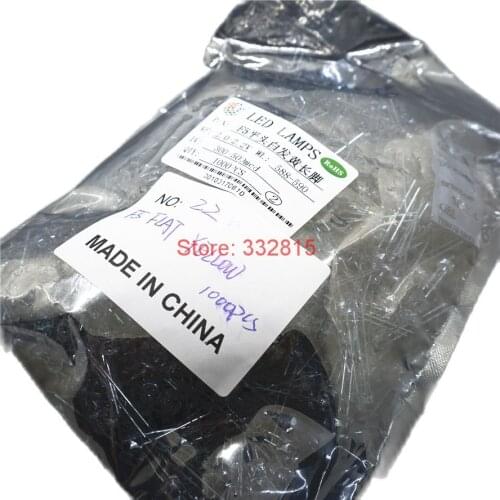 1000PCS F5 YELLOW LED DIP-2 5MM ( FLAT ) Water Clear LONG LEGS 2.0-2.2V 588-590NM 300-500MCD light emitting diode LAMP