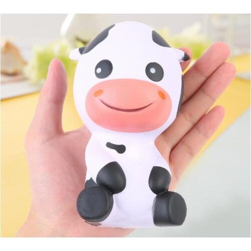 14CM Happy Cute Cow Kid Soft Squishy Toy Phone Straps Charms Scented Pendant Slow Rising Squeeze Joke Toys