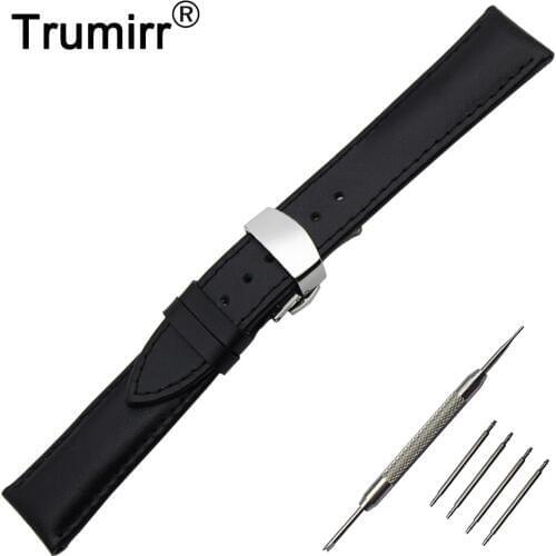 20mm Genuine Leather Watch Band for Samsung Gear S2 Classic R732 / R735 Butterfly Buckle Strap Wrist Belt Bracelet Black Brown