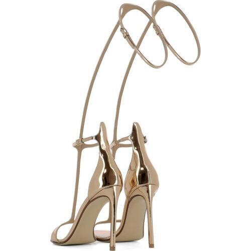 Plus Size 48 2020 Summer Thin High Heel Sandals Boots Women 10CM Heels Peep Toe Party Pumps Shoes Sheepskin Runway Sandals Gold