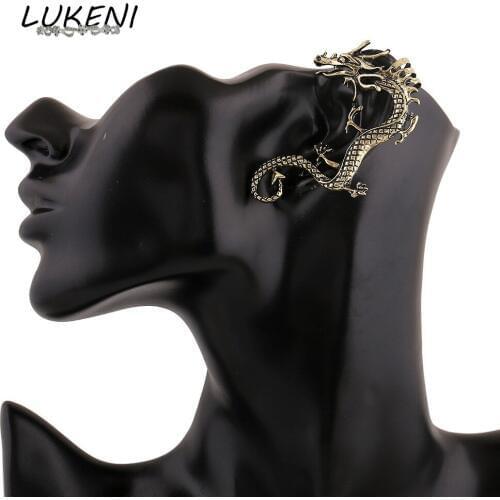 LUKENI 10Pcs/Lot Free Shipping Fashion Jewelry 2017 Punk Dragon Long Ear Cuff Earring Jackets For Women And Men EJ011