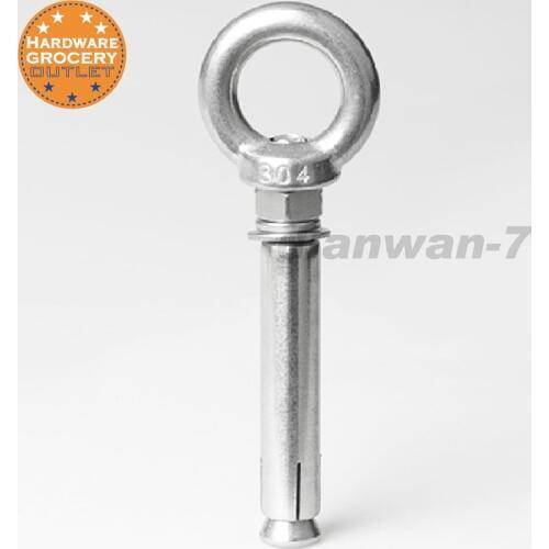 Stainless Steel Ring Lifting Expansion Eyebolt Screw, Stainless Steel Anchor Eye Bolt-Raw Style, 3 pcs