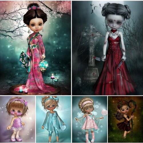 5D DIY Diamond Painting Full Square Cartoon Kimono girl Cross Stitch Embroidery Diamond Mosaic Picture of Rhinestones Decor Gift