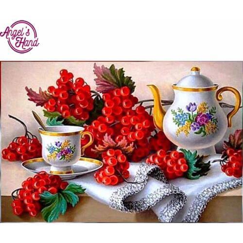 DIY Diamond Painting Needlework Flowers Full Square Drill Mosaic Diamond embroidery grape Pattern Decoration Painting