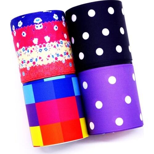 Free shipping 50 yard dots printed grosgrain ribbon 33164